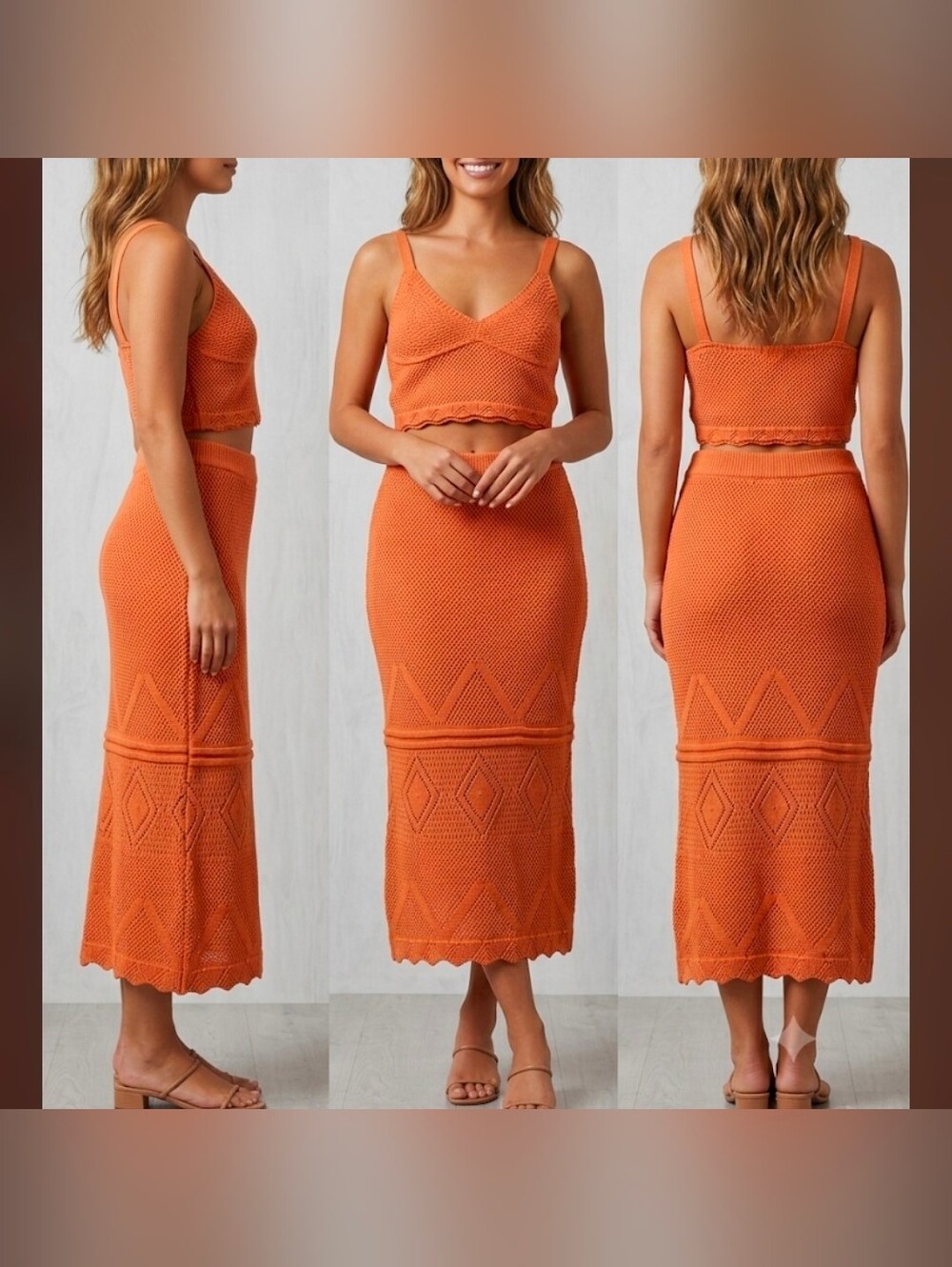 Two-piece Willow & Wind Set (Top + Skirt) - L-size - Textured fabric